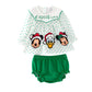 Baby Girls Christmas Cartoon Embroider Romper Set