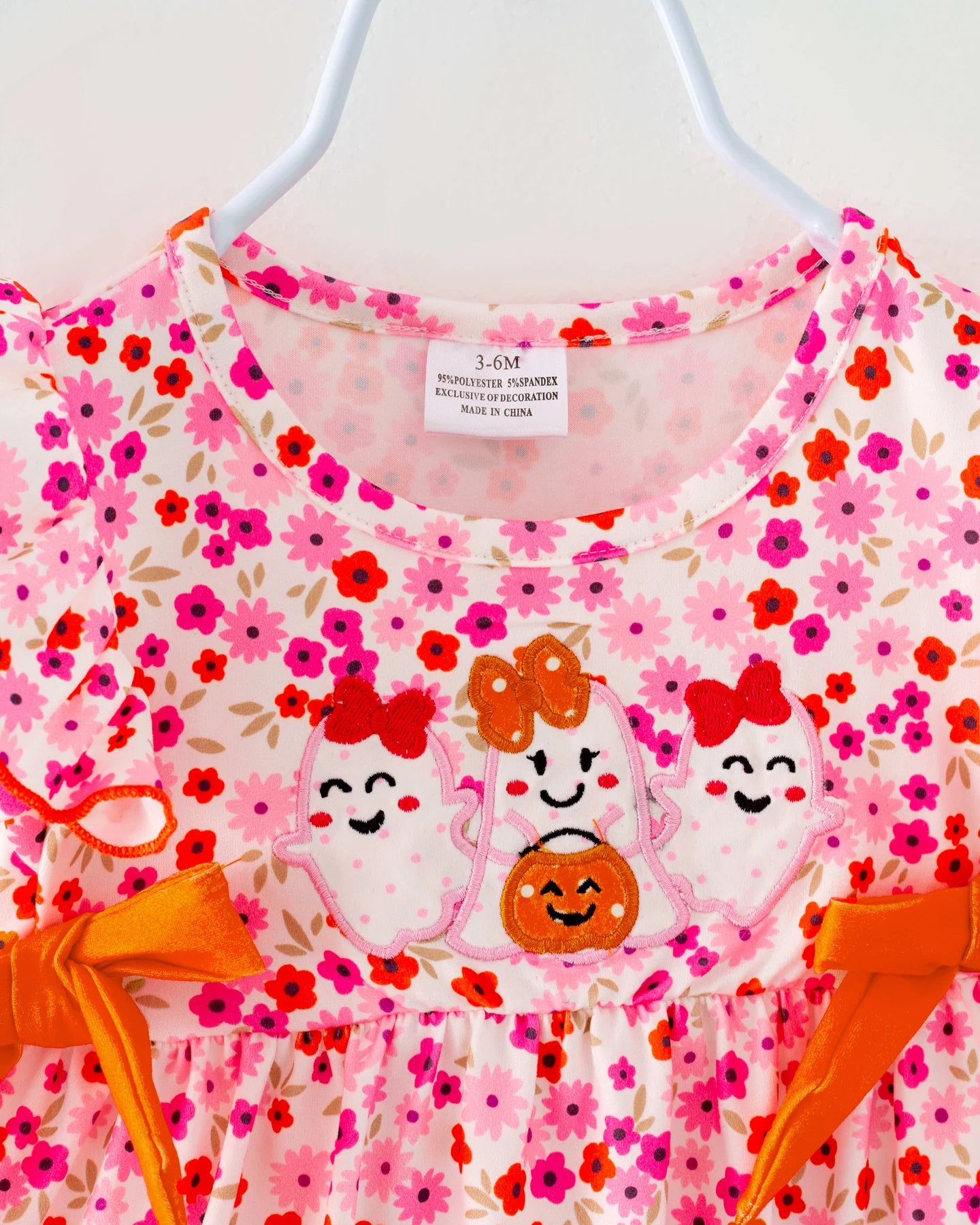 Halloween Floral Ghost Romper with Bows