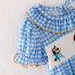 Baby Girls Blue Dog  Cartoon Embroidery Romper