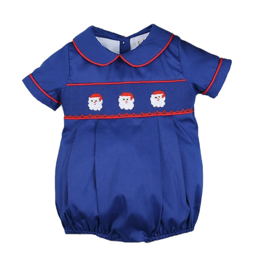 Christmas Santa Claus hand smocked boy bubble