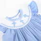 Periwinkle Blue Crosses Smocked Dress and Bloomers Set
