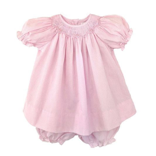 Pink Heirloom Bishop Zig-Zag Smocked Dress
