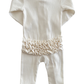 Ivory / Organic Ribbed Frill Zip Footie (Baby - Kids) back