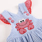 Blue Gingham Crab Ruffle Romper