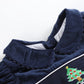 Blue Velour Christmas Tree Smocked Dress