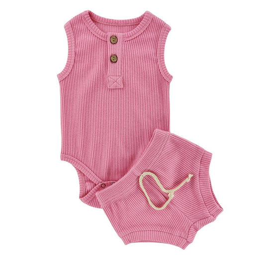 Passion Pink Ribbed Tank Set