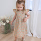 Sage-Green Floral Printed Box Pleat Dress
