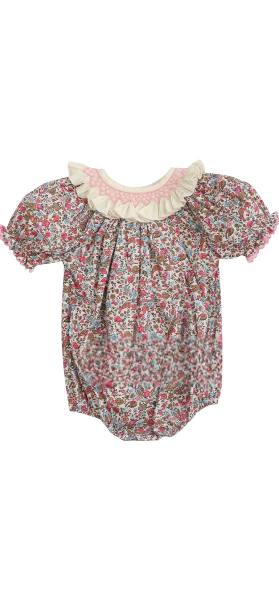 Girly vintage flowery girl bubble with cream ruffle