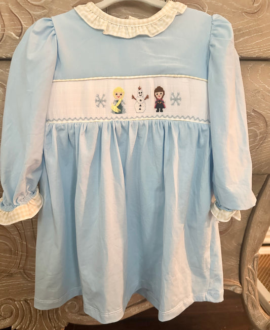 Frozen Light Blue Handsmocked Dress