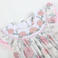 White and Pink Floral Smocked Flutter Romper
