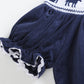 Navy Blue Corduroy Nativity Smocked Bishop Dress