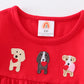 RED VALENTINE'S DAY DOG APPLIQUE BABY BUBBLE
