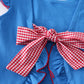 Blue Patriotic Flag Applique and seersucker ruffle bloomer set