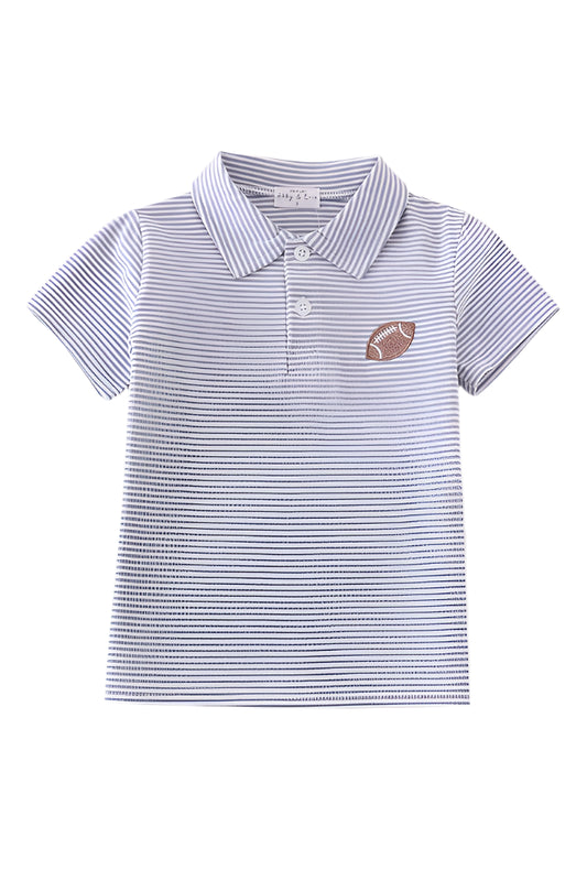 Premium Grey stripe football embroidery stripe boy shirt