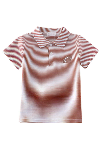 Premium Khaki stripe football embroidery stripe boy shirt