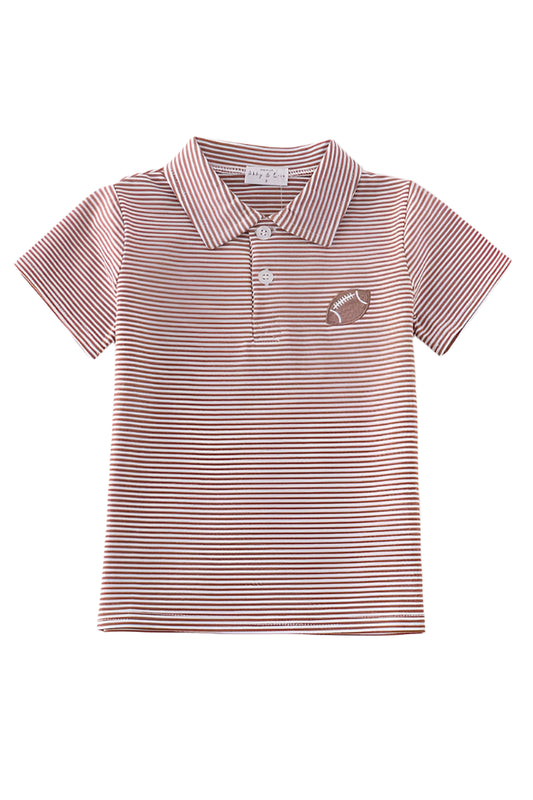 Premium Khaki stripe football embroidery stripe boy shirt