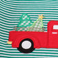 Premium green stripe christmas truck applique boy romper