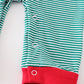 Premium green stripe christmas truck applique boy romper