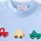Premium blue vehicle applique boy romper