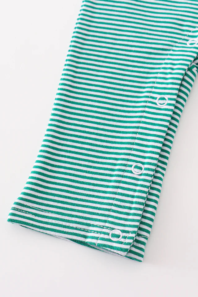 Premium green stripe hunting applique boy romper
