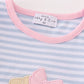Premium blue stripe puppy applique girl romper