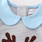 Premium  stripe reindeer applique girl romper