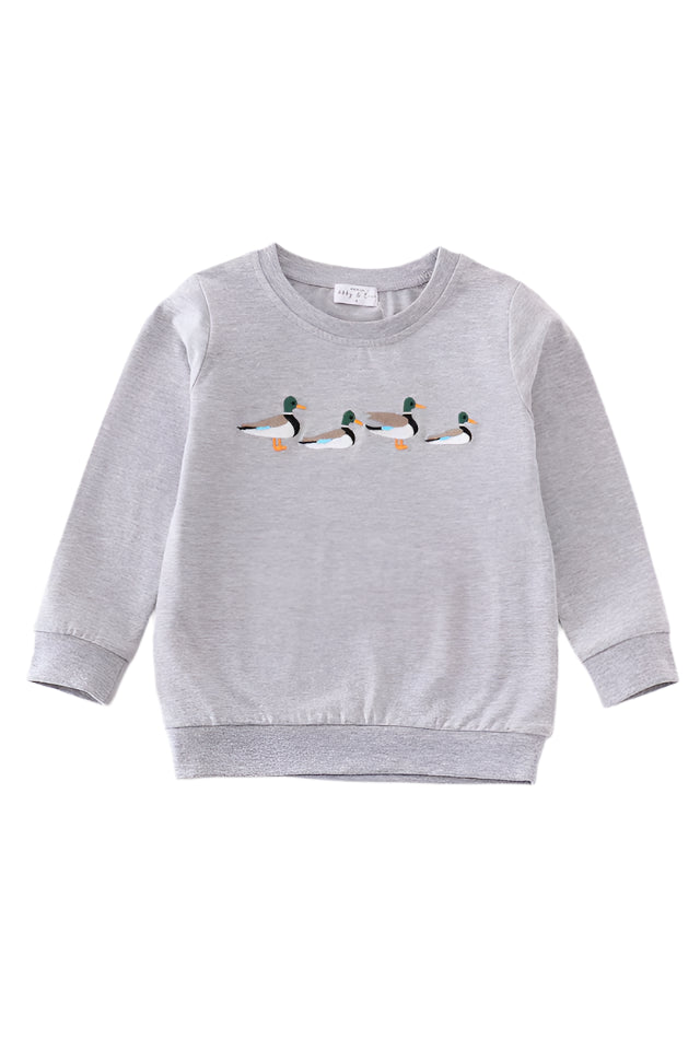 Premium Grey duck embroidery sweatshirt