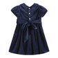 Blue Velour Christmas Tree Smocked Dress