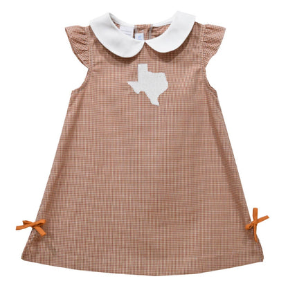 Texas Embroidery Rust Gingham Girls A Line Dress POPPIBLUE Texas Embroidery Rust Gingham Girls A Line Dress POPPIBLUE