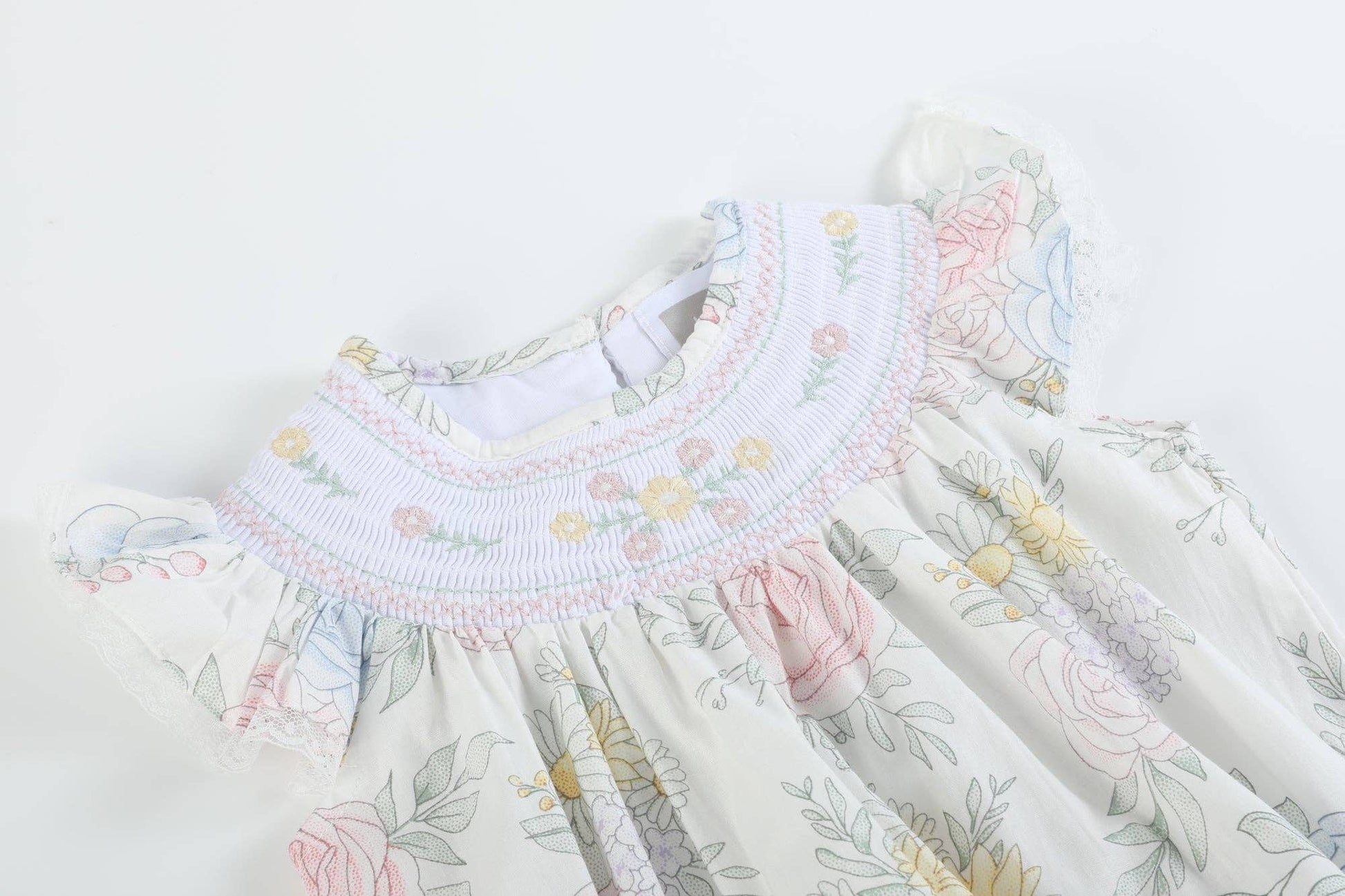 Bouquet Floral Smocked Flutter Romper