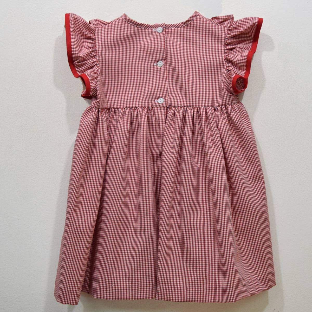 SMU Mustangs Embroidered Red Gingham Ruffle Dress