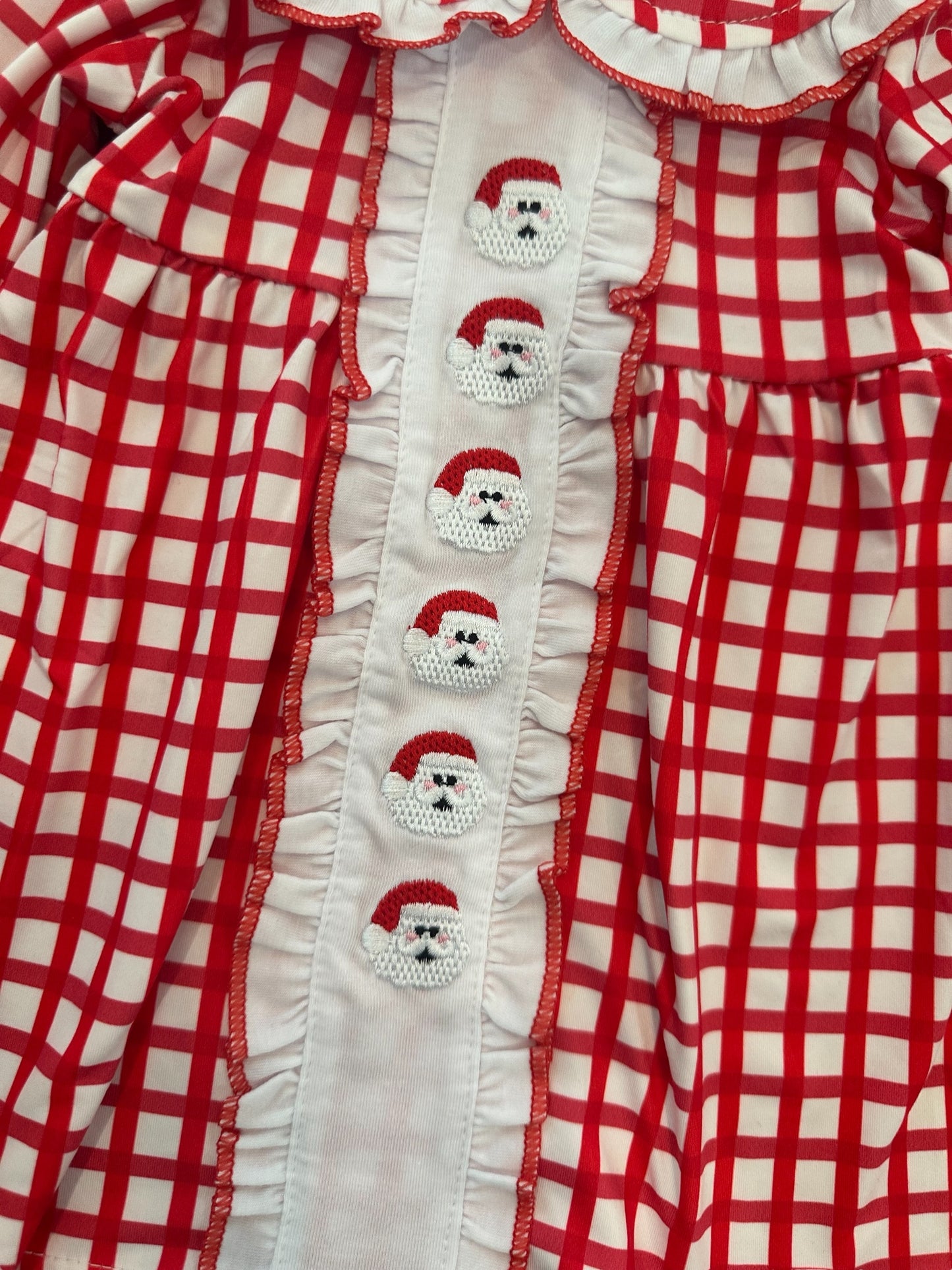 Red Check Santa Embroidered Dress