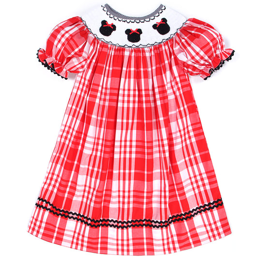 Minnie hand smocked plaid dress