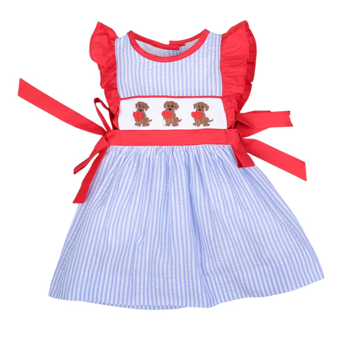 Dogs hand smocked girl dress withbows