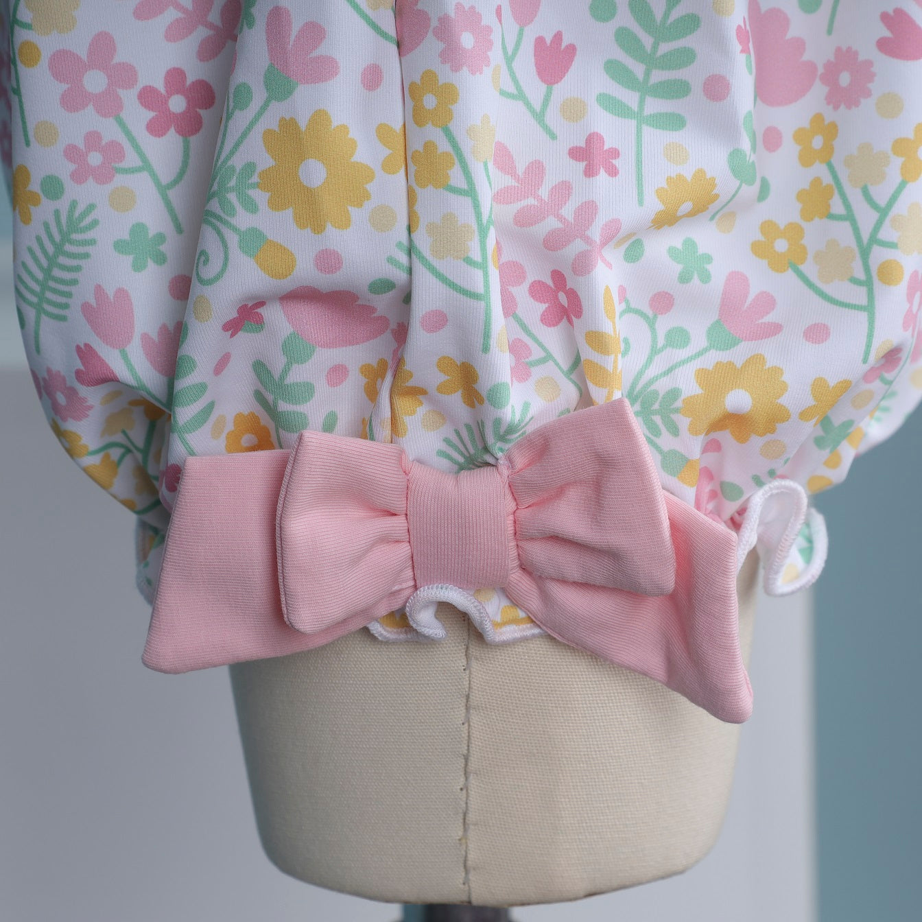 Hand Smocked Easter pattern printed girl ruffle bubble