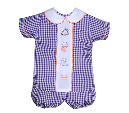 Boys Halloween Embroidered Short Set