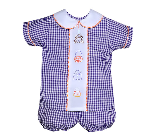 Boys Halloween Embroidered Short Set