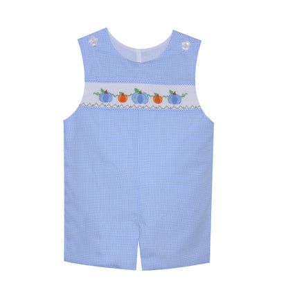 Boys Blue Smocked Pumpkin Shortall
