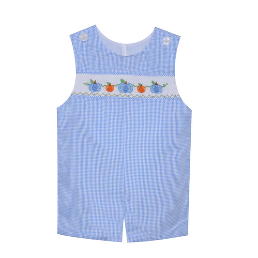 Boys Blue Smocked Pumpkin Shortall