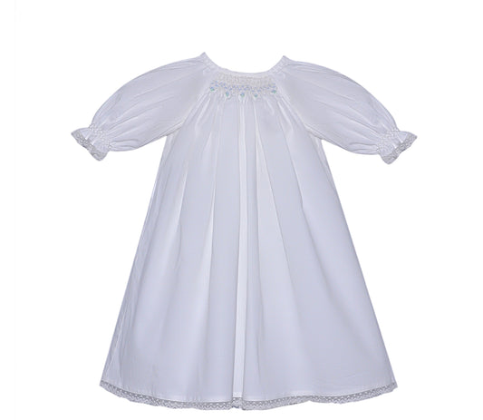 White with Blue Smock Daygown
