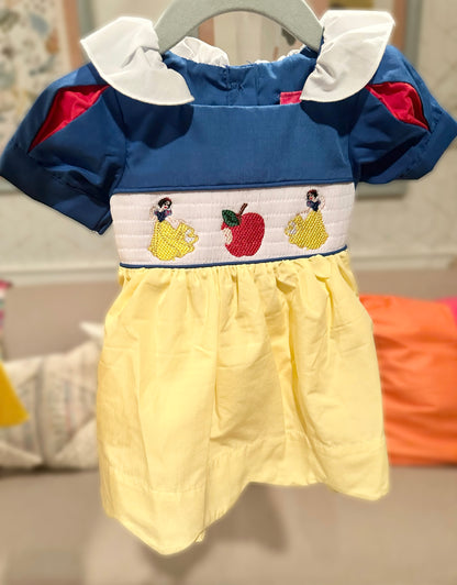 Smocked Snowy White Princess Dress