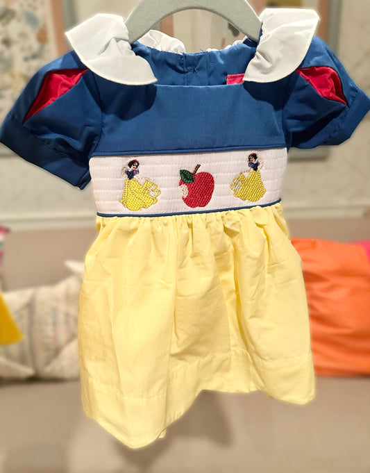 Smocked Snowy White Princess Dress