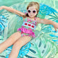 PINK CRAB EMBROIDERY ONE-PIECE SWIMSUIT