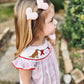 GIRLS SMOCKED DOG XOXO CHECK DRESS-Pink and Red