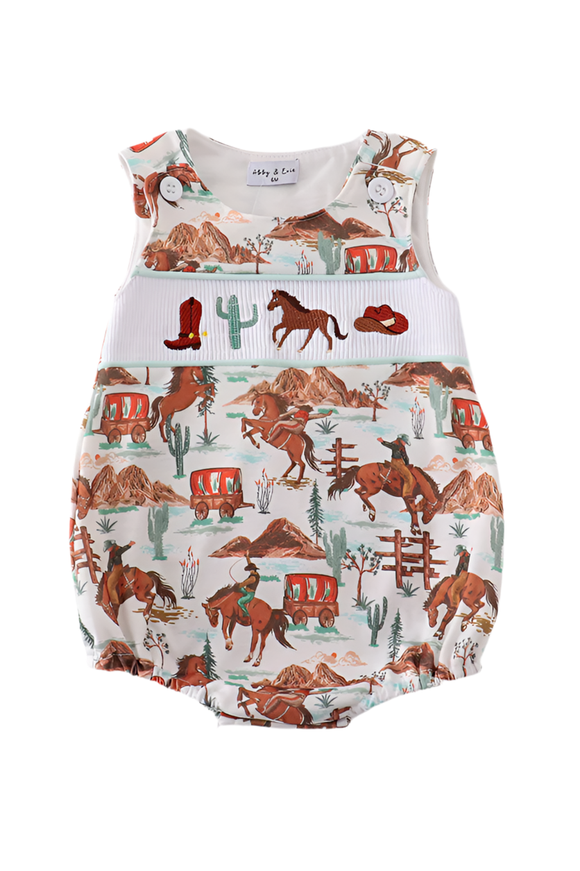 WESTERN COWBOY EMBROIDERY SMOCKEd