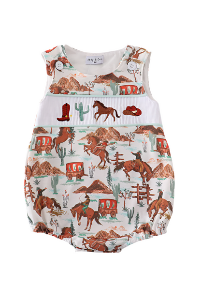 WESTERN COWBOY EMBROIDERY SMOCKEd