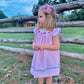 Hand smocked Pink Striped Bow and Crayon Dress