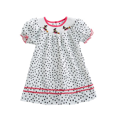 Polka dot witch smocked dress