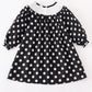 Black white Dot Snowman Smocked Dress