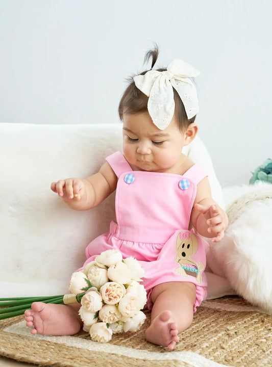 Pink Premium Easter Applique Dog Romper